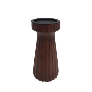 Bougie en bois classique support de pilier marron fini pour la maison et la décoration d'éclairage de table de noël en vrac fait à la main - Product Image 1