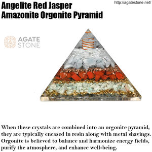 Calmante amazonita Angelita jaspe rojo orgonita pirámide piedras semipreciosas hechas a mano en la India para aliviar el estrés Decoración - Product Image 5