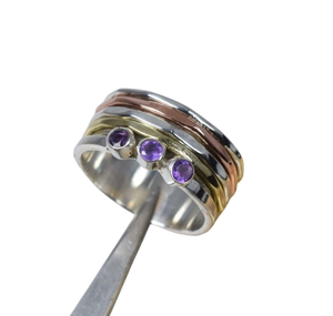 Violet améthyste 925 bague en argent Sterling pierres précieuses bijoux faits à la main mois de février pierre de naissance poire forme cadeau pour noël - Product Image 1