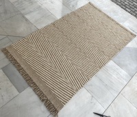 Tapis indien moderne fait main en jute, épais, tissé plat, Dhurry, antidérapant, réversible, motif zig-zag, pour salon, chambre, hôtel, ensembles de tapis