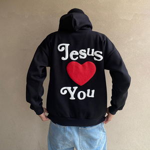 Sudaderas con capucha abullonadas de algodón Unisex de lujo Estampado de abullonado 3D personalizado Patrón sólido de alta calidad Diseño personalizado Fabricante Suministro al por mayor - Product Image 3