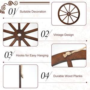 ล้อเกวียนไม้ตกแต่งผนังตะวันตก12/18/20/24นิ้ว4ชิ้นของตกแต่งงานปาร์ตี้วงล้อคาวบอยไม้แบบชนบท - Product Image 3