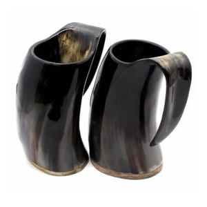 Chope de bière en corne de boeuf avec sculptures de runes Viking et isolation sous vide Tasse à café Viking étanche avec tasse en corne de boeuf de qualité supérieure - Product Image 1