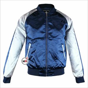 2023 Veste de baseball universitaire en satin sur mesure col montant saison d'hiver en gros; Impression par sublimation et broderie - Product Image 1