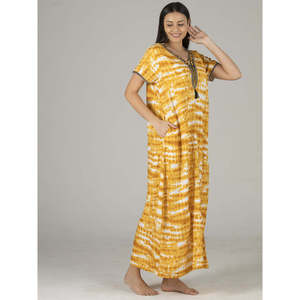 Evolove Robe de nuit longue maxi pour femme, élégante, boutonnée et zippée, en viscose Liva imprimée, coupe ample, en tissu tissé doux - Product Image 3