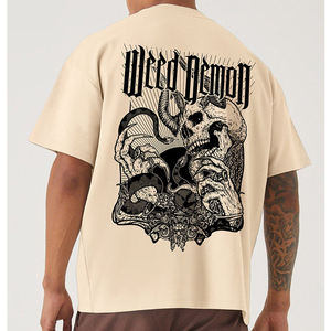 Offre Spéciale hommes col rond goutte épaule à manches courtes imprimé T-shirt hommes Street Wear Hip Hop motif personnalisé poids lourd T-shirts - Product Image 4