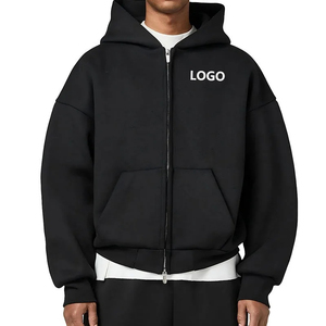 Sweats à capuche zippés pour hommes personnalisés de haute qualité, coupe ample et surdimensionnée, épaules tombantes, 100% coton, pour l'hiver - Product Image 5