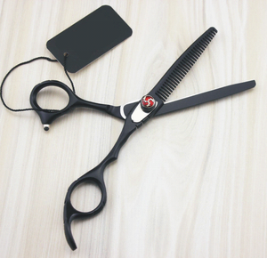 Ciseaux de coiffure ensemble de 2 pièces ciseaux de coupe et d'amincissement ciseaux de coiffeur ciseaux professionnels 6.0 pouces couleur noire CE cheveux - Product Image 3