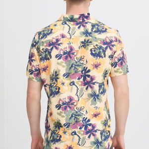 Camisas estampadas para hombre de estilo de vacaciones con mangas cortas bordado de etiqueta de logotipo personalizado y embalaje personal - Product Image 5