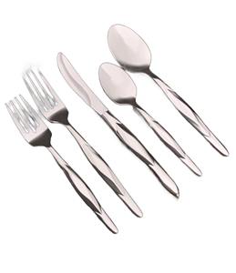 Couverts en acier inoxydable plaqué couleur argent ensemble de 5 fourchette cuillère couteau lave-vaisselle couverts design supérieur poignée - Product Image 1