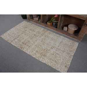 Vintage 3X6 pieds Beige turc laine tapis fait à la main classique grande surface Rectangle abstrait Patchwork motif Latex pour une utilisation dans le couloir - Product Image 3