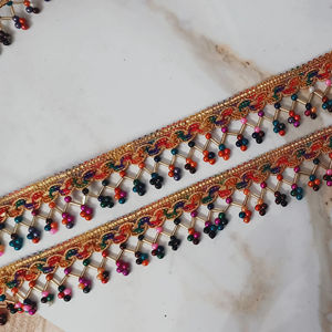 Textured Metallic Lace Borders for Festival Wear and Decorative Garments Available in Bulk with Global Shipping - Product Image 1