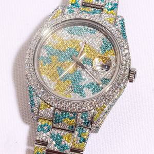 Nuevo Reloj Mecánico de Diseño de Lujo Unisex, Estilo Hip Hop Exclusivo con Caja de Acero Inoxidable y Esfera con Diamantes Moissanite - Product Image 3