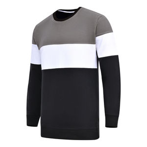Sudadera de bloque de Color con textura negra de algodón 100% de alta calidad para hombre, Top de punto transpirable ecológico para Otoño Invierno Formal - Product Image 1