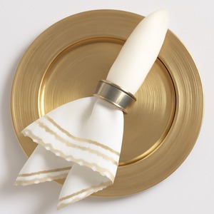 Assiette de service en acier inoxydable finition laiton brossé de qualité supérieure, élégante plaque de service dorée mate pour la restauration fine et la décoration de mariage - Product Image 1