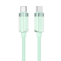 Kabel Data Nylon Pengisian Cepat Tipe-C 5A/3A Transparan Berwarna-warni dengan Konduktor Tembaga Murni dan Pelindung Anyaman untuk Penggunaan iPhone dan Mobil