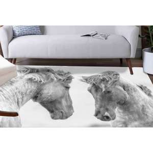 Alfombra de Dos Caballos para Coche, Alfombra Estampada para Decoración del Hogar, con Pelo Suave - Product Image 2