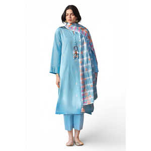 Conjunto de Traje Jacquard Teñido en Hilo de 3 Piezas para Mujer con Dupatta Estampada y Bordada MJ-52018 - Product Image 3