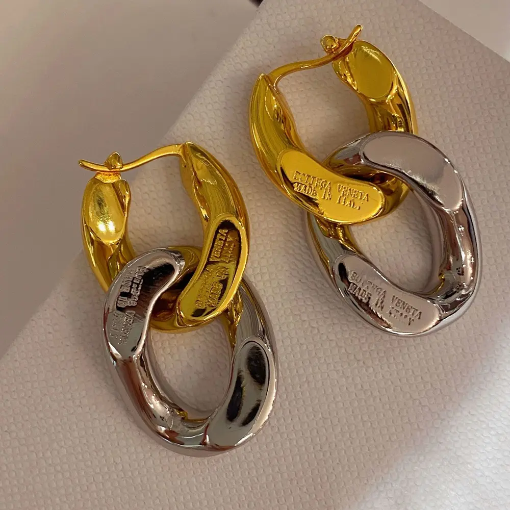 2023 Fashion Trendy Metal Chain Earrings Wholesale 18K Gold Chunky Link Cuban Chain Drop Earrings For Women Jewelry