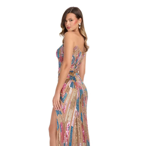 Robe de danse décorée de paillettes A-ligne sans manches pour femmes robe de soirée formelle antistatique et respirante pour les événements de soirée - Product Image 6