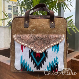 Nouvelle mode couverture de selle cheveux sur cuir véritable femmes sac à dos sac en cuir sculpté à la main Western sacs à dos en cuir usiné à la main - Product Image 1