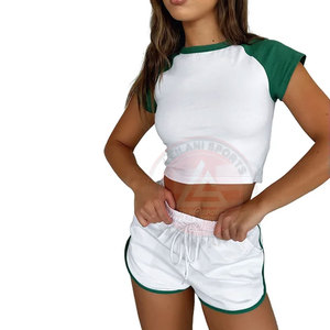 Ensemble short et crop top décontracté en coton pour femme, idéal pour l'extérieur, best-seller, matière durable, respirant, écologique, printemps/été - Product Image 5