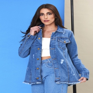 Nouveauté 2022 : Veste en jean à manches longues pour femme - 100% coton - Service OEM - Product Image 3