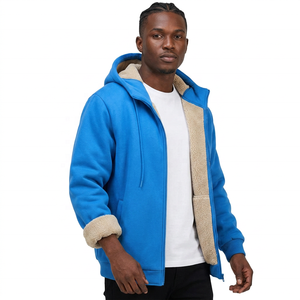 Men's Blue Hooded Windproof <b>Fleece</b> <b>Lined</b> <b>Jacket</b> Regular Fit Winter Casual Outerwear - Product Image 6