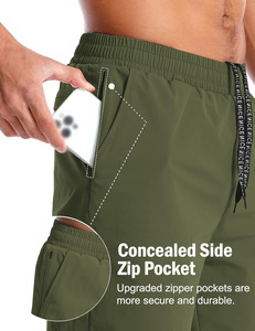 Short Oxford athlétique personnalisé doublure de compression poche pour téléphone style sportif entraînement sport fitness gym course 100% polyester - Product Image 2