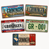 Placa Metálica Vintage de Groningen, Países Bajos, Letrero de Metal Rústico, Decoración de Pared para Cafetería Estudiantil, Estilo Antiguo