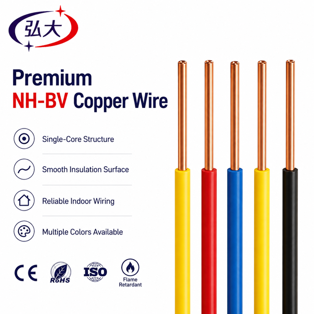 NH-BV Fire Resistant Copper Wire PVC Insulated Flame Retardant Cable for Emergency Power Systems IEC CE Certified