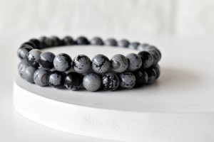 Wholesale Best Attractive Natural <b>Healing</b> Snowflake Black Obsidian 8mm Polished <b>Bracelet</b> for Meditation Jewelry - Product Image 6
