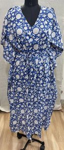 Algodón Indio Floral Kaftan Largo Maxi Vestido para Moms Beach Cover-Up & Sleepwear Estilo Casual - Product Image 6