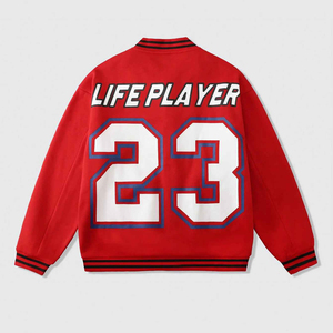 Lettre personnalisée rayé patché imprimé surdimensionné Baseball hommes vestes décontracté hiver rue régulière goutte épaule Bomber conception - Product Image 2