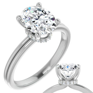 Bague solitaire SHREYA DIAM en moissanite taille ovale, argent 925 plaqué or, sertissage à griffes, classique, pour fiançailles, bijoux pour femme - Product Image 1