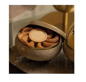 Cuenco para servir Chocolate con Base de madera de Metal dorado de alta calidad Diseño moderno ecológico Accesorio de boda al por mayor Precio de fábrica - Product Image 1