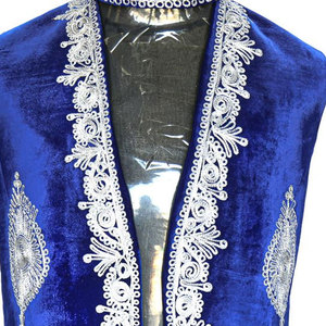 Manteau de taille en velours bleu pour homme, gilet traditionnel africain brodé à la main - Product Image 5