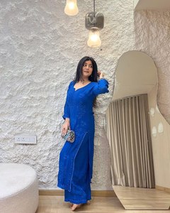 New Festival Women's Clothing Collection Beautiful Georgette <b>Fabric</b> Thread Embroidery Work Fully Stitched <b>Indian</b> Pakistani Style - Product Image 5
