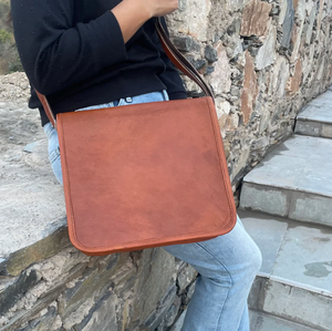 Satchel Leather Messenger Bag, Crossbody Bag, Gift Idea Monogram Cross Body Computer Sling Gifts for Him Leather <b>Briefcase</b> Man - Product Image 1