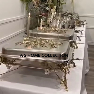 Calentador de alimentos para catering comercial de hotel árabe, estufa de Buffet, plato de frotamiento de acero inoxidable personalizado de gran capacidad con tapa - Product Image 1