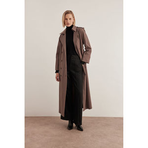 Manteau tissé coupe-vent d'automne avec détail épaulettes - Product Image 1