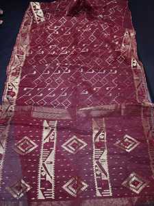 Exclusif Deshi Dhakai Jamdani Sharee Qualité d'exportation pour les femmes JAMDANI FABRIC Bleu VERT Doré Bleu Ciel du Bangladesh - Product Image 5