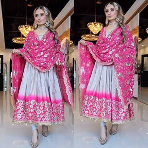 Thời trang hợp thời trang cho Phụ nữ dài georgette anarkali thêu kurti Gown với dupatta phù hợp với đám cưới partywear pishwas anarkali - Product Image 1