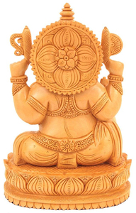 รูปปั้นไม้พระพิฆเนศรูปช้างแกะสลักด้วยมือรูปเคารพไม้ของเทพเจ้าฮินดูพระพิฆเนศบนช้างแบบดั้งเดิมจิตวิญญาณของอินเดีย - Product Image 2