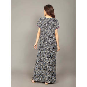 Evolove Chemise de nuit longue en viscose Liva à imprimé cachemire pour femme avec poche, super douce, boutonnée, 3XL - Product Image 5