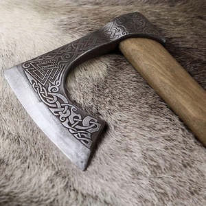 SCL High Quality Industrial Grade Carbon Steel Viking <b>Axe</b> Head with Customized Rose Wood <b>Handle</b> for Outdoor Camping Hunting Use - Product Image 6