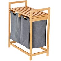 Support en bois pour meubles de maison avec panier à linge, étagère de patio avec toile pour buanderie, meubles de maison