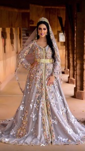 STYLISH--DESIGNER CAFTAN MARIAGE ROBE AVEC BRODERIE LOURD DE DABKA, CRISTAL VERRE PERLES, VERRE TRAVAIL DE la PIERRE POUR LE MARIAGE @ 2022 - Product Image 2