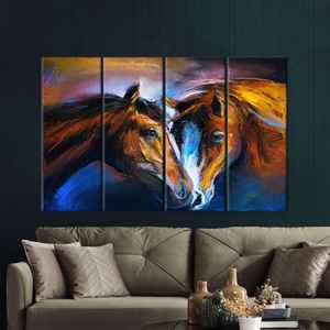 Impresión en Lienzo 3D de Caballo Abstracto Elegante - Decoración para el Hogar y Regalos, 4P: Enmarcado en Lienzo - Product Image 1