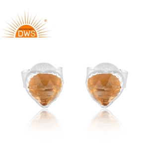 New Arrivals Sterling <b>Silver</b> Natural Citrine Gemstone <b>Earring</b> Custom Design Jewelry For Women Gift For Her - Product Image 1